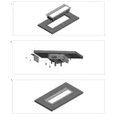 Asimetriškas rėmas su dangteliu TOP FRAME M 4 dalių rozečių blokui, aliuminis