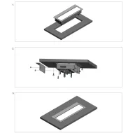 Asimetriškas rėmas su dangteliu TOP FRAME M 4 dalių rozečių blokui, aliuminis