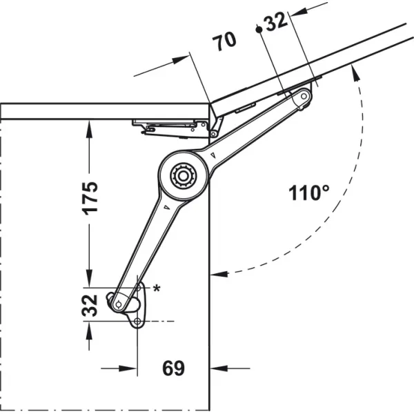 Lid stay/flap stay, Duo forte, individual component