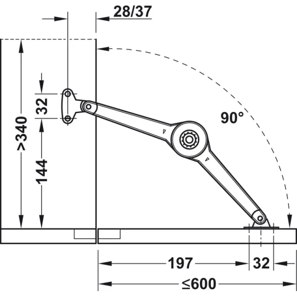 Lid stay/flap stay, Duo forte, individual component