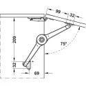 Lid stay/flap stay, Duo forte, individual component