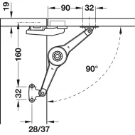 Lid stay/flap stay, Häfele Duo standard, individual fitting