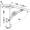 Lid stay/flap stay, Häfele Duo standard, individual fitting