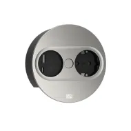 TWIST 2, 1xCEE7/3 1xUSB A/C 22W L2m stainless steel look round
