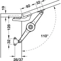 Lid stay/flap stay, Häfele Duo standard, individual fitting