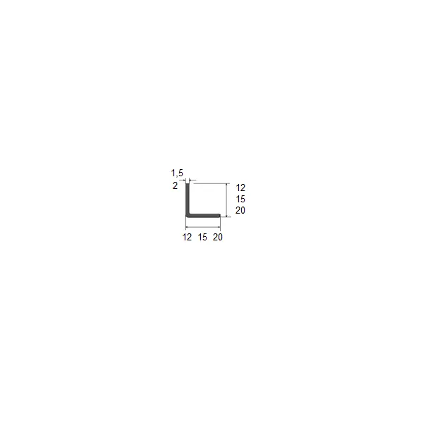 Profile aluminum L type 12x12x1.5mm L3000mm anodized