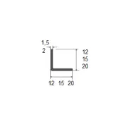 Profilis aliuminio L formos 12x12x1,5mm, L3000mm, anoduotas