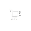 Profilis aliuminio L formos 15x15x1,5mm, L3000mm, anoduotas