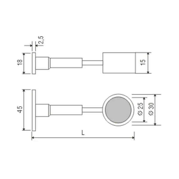 End support for Ø25mm tube, adjustable