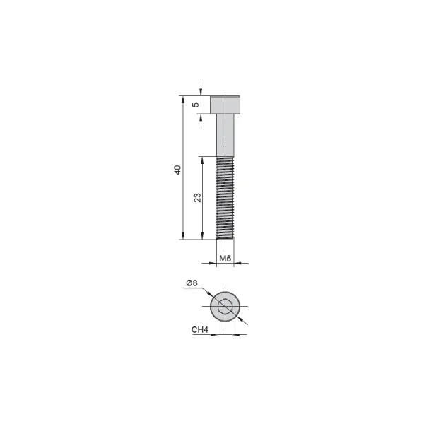 Varžtas M5x35mm, cilindrine galvute universaliai jungčiai CUBE