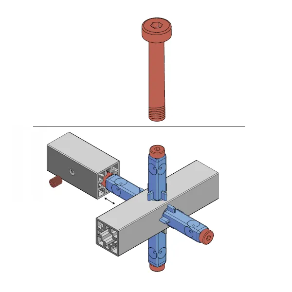 Screw M5x35mm with cylindrical head for universal connection CUBE