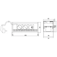 Power distributing unit 3002 2xSchuko, double USB charger, matte white, cable L2000mm