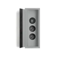 Power distributing unit 3002 2xSchuko, double USB charger, matt chrome, cable L2000mm