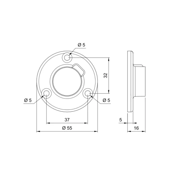 Support for Ø25mm tube chrome