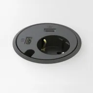 Rozečių blokas POWER DOT 1x220V, 2xUSB jungtys, 1 kanalas laidui, laidas L1500mm, juodas