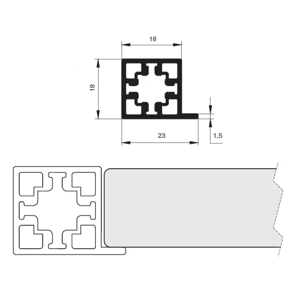 Profile CUBE for wooden shelf L3000mm black anodized