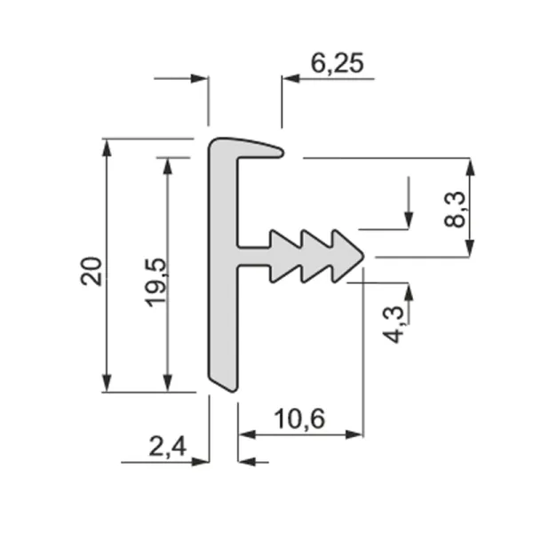 Aluminum profile for installation in recess 18 LMDP L3500mm