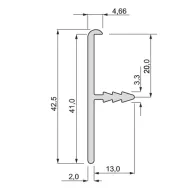 Aluminum profile for installation in a niche for a table top 40, L3500mm