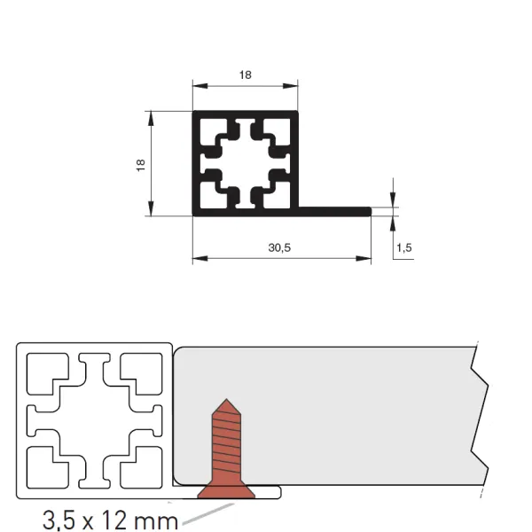 Profilis CUBE medinei sienelei/nugarėlei L3000mm, juoda anoduotas