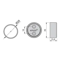 End support for Ø28mm tube black