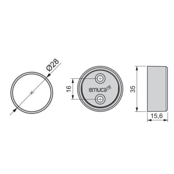 End support for Ø28mm tube brown moka