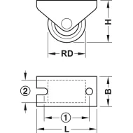 Equipment and swivel castor, With hard running surface, rigid