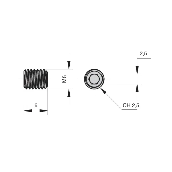 Screw M5x6mm CUBE black