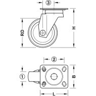 Ratukas su plokštele 30kg Ø50mm, juoda
