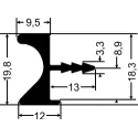 Aluminum handle profile, for recess mounting L3500mm stainless steel