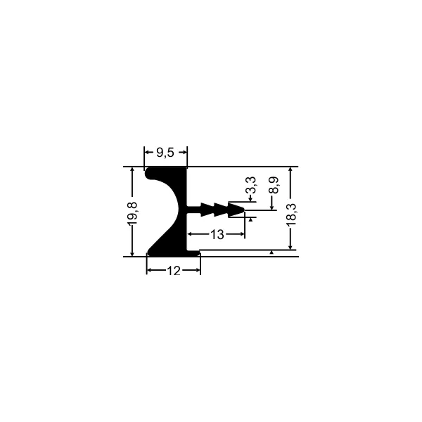 Aluminum handle profile, for recess mounting L3500mm stainless steel