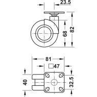 Ratukas su plokštele Ø68mm, H82mm, juoda