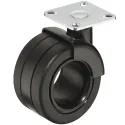 Twin wheel castor, Load bearing capacity 50kg, with screw-on plate