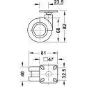 Ratukas su plokštele Ø68mm, H82mm, balta/pilka