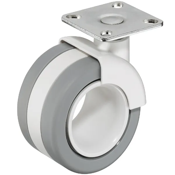 Twin wheel castor, Load bearing capacity 50kg, with screw-on plate