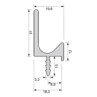 Aluminum handle profile, for recess mounting L3500mm