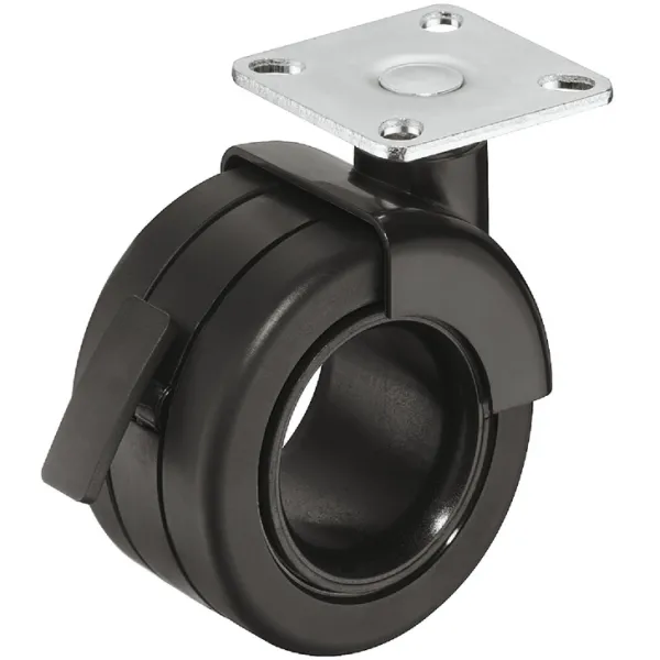 Ratukas su plokštele Ø68mm, H82mm, su stabdžiu juoda