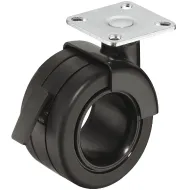 Twin wheel castor, Load bearing capacity 50kg, with screw-on plate