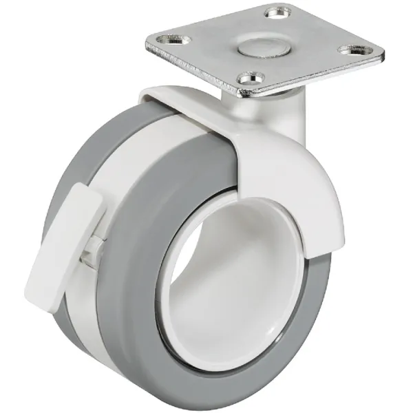 Twin wheel castor, Load bearing capacity 50kg, with screw-on plate