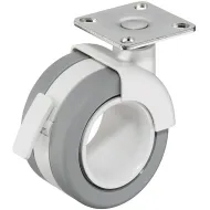 Ratukas su plokštele Ø68mm, H82mm, su stabdžiu balta/pilka