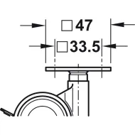 Twin wheel castor, Load bearing capacity 35kg, steerable