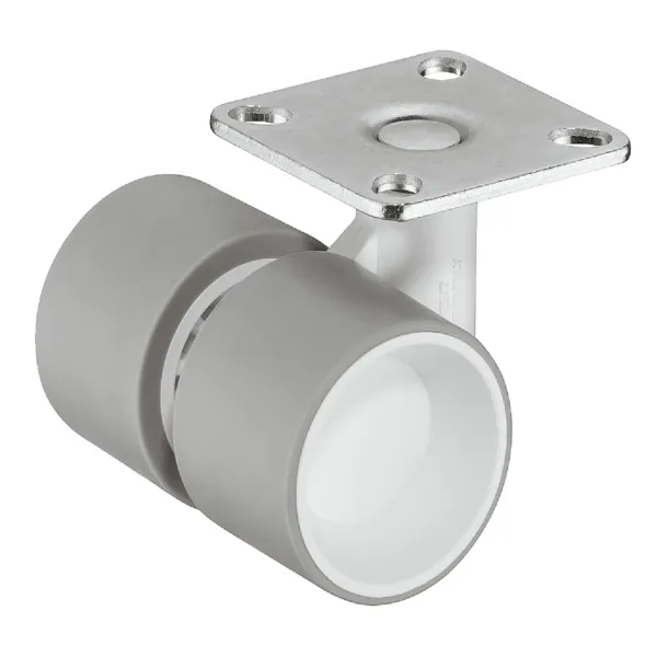 Ratukas dvig. su plokštele Ø40mm, H52mm, balta/pilka