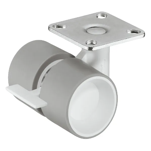 Twin wheel castor, Load bearing capacity 35kg, steerable with brake