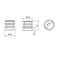 Tube end plug for tube Ø25mm internal, plastic, black