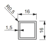 Profile iQube 16x16mm L3500mm aluminum