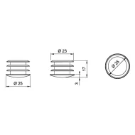Tube end plug for tube Ø25mm chrome