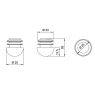 Tube end plug semicircular for tube Ø25mm chrome