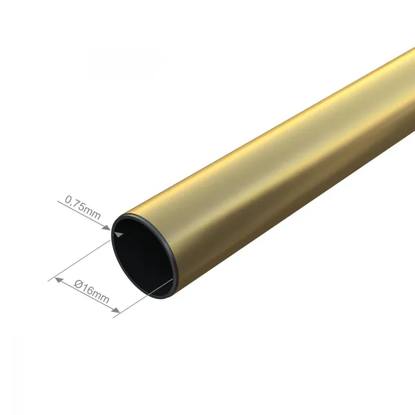 Vamzdis Ø16mm, L5000mm, poliruotas žalvaris No16