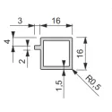 Profile iQube 16x16mm with 1 bracket L3500mm black