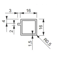 Profilis iQube 16x16mm, su 1 laikikliu L3500mm, juoda