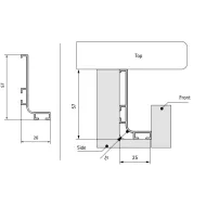 Profilis aliuminis stalčiams horizontalus L4200mm, baltas